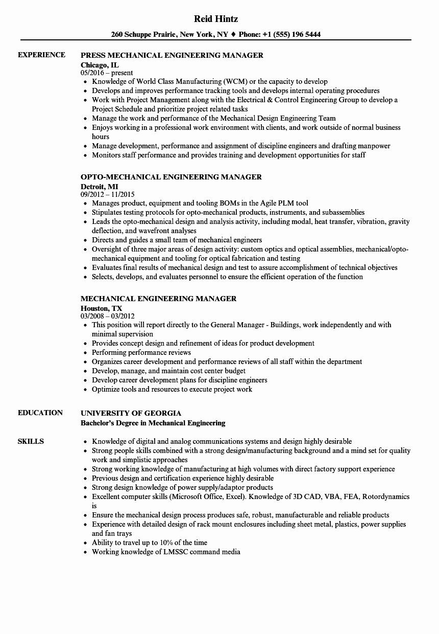 Sample Resume Civil Engineer Project Manager Engineering Project Manager Resume Luxury Mechanical Engineering …