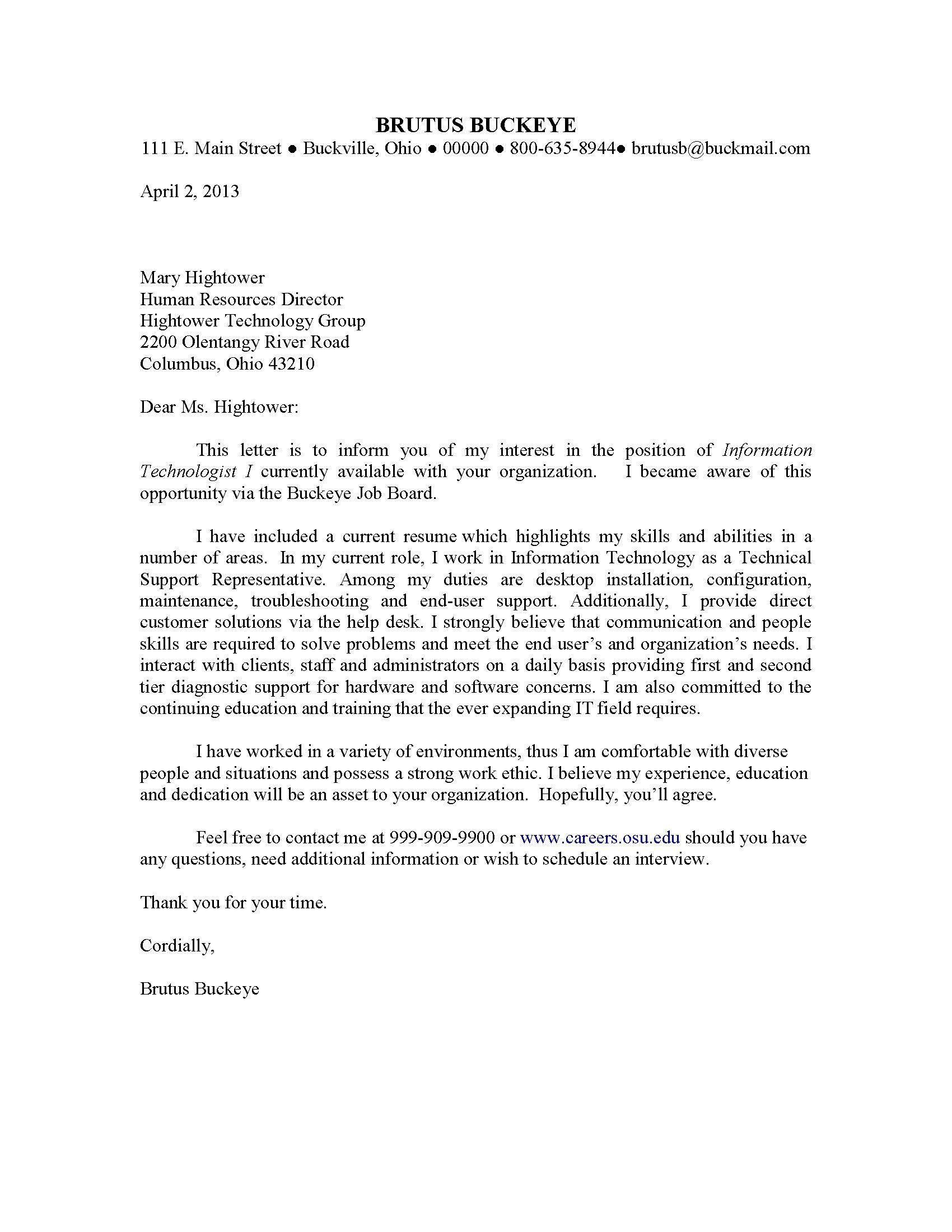 Sample Resume Cover Letter for Internal Position Sample Cover Letter for Internal Position Template