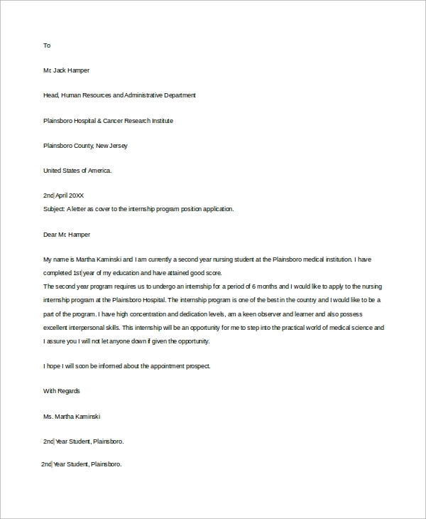 Sample Resume Cover Letter for Nursing Student Free 8 Resume Cover Letter Samples In Ms Word