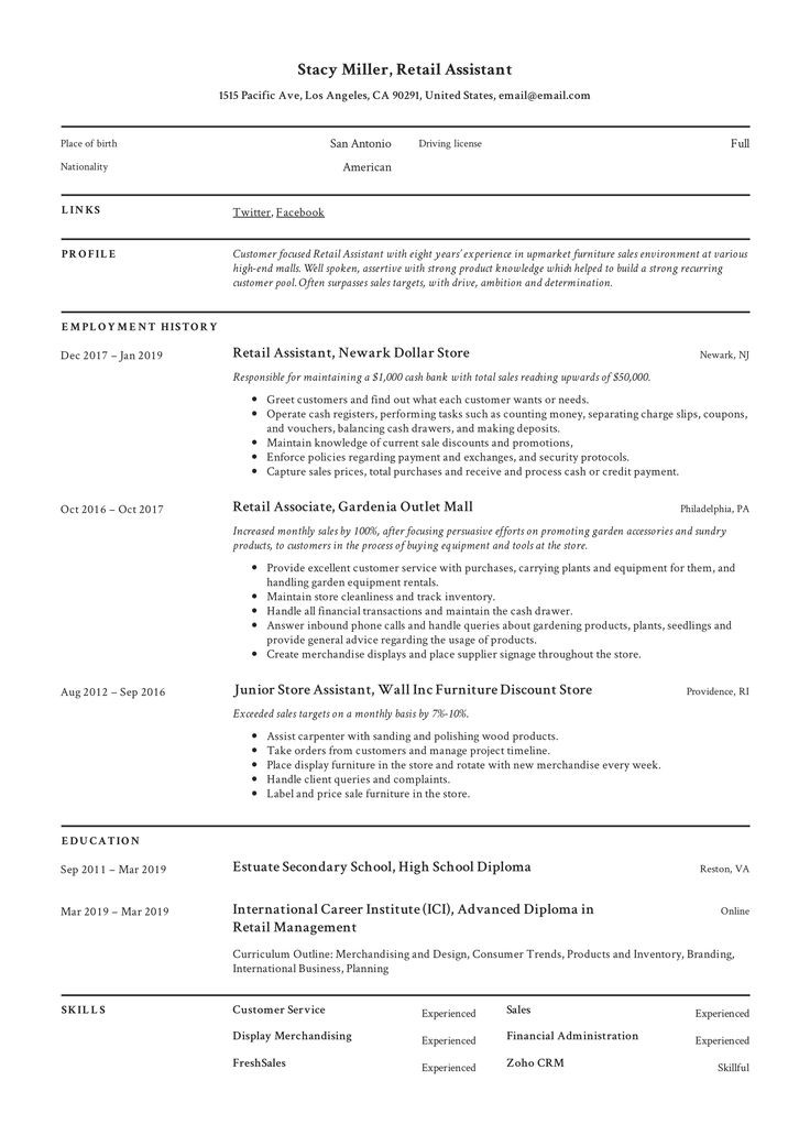 Sample Resume for Aldi Retail assistant Retail assistant Resume Template
