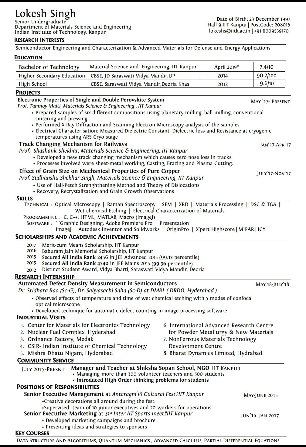 Sample Resume for B Tech Final Year Student What Exactly Does the Resume Of A Final Year Student at Iit Look …