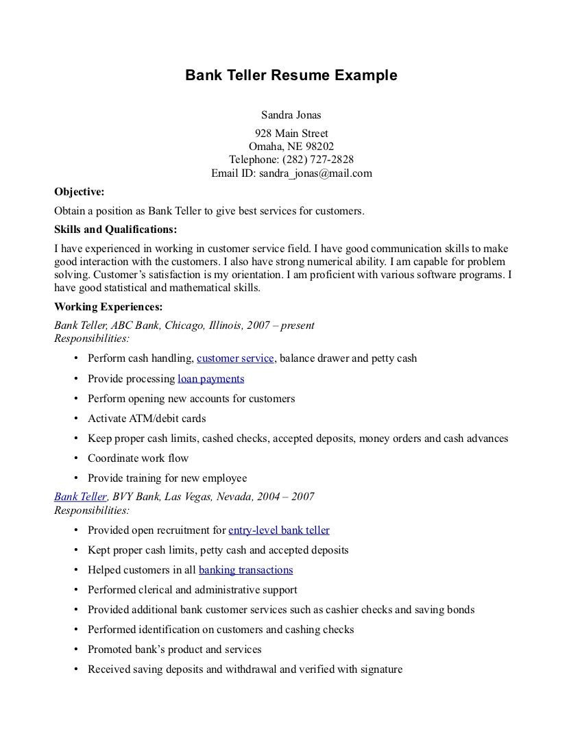 Sample Resume for Bank Teller with Experience Bank Teller Responsibilities Resume Free Resume Templates Bank …