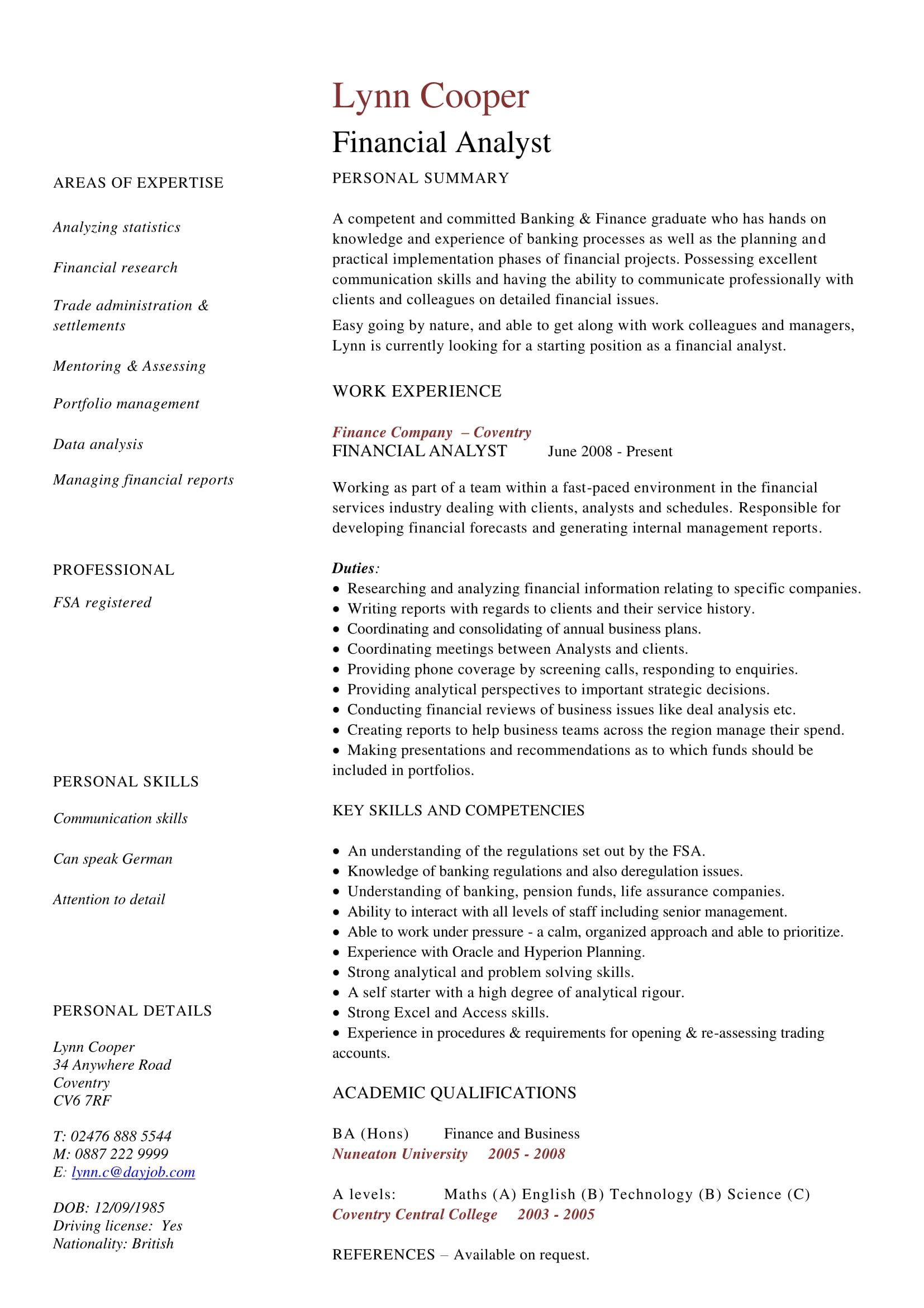 Sample Resume for Banking and Finance Graduate 24 Best Finance Resume Sample Templates – Wisestep