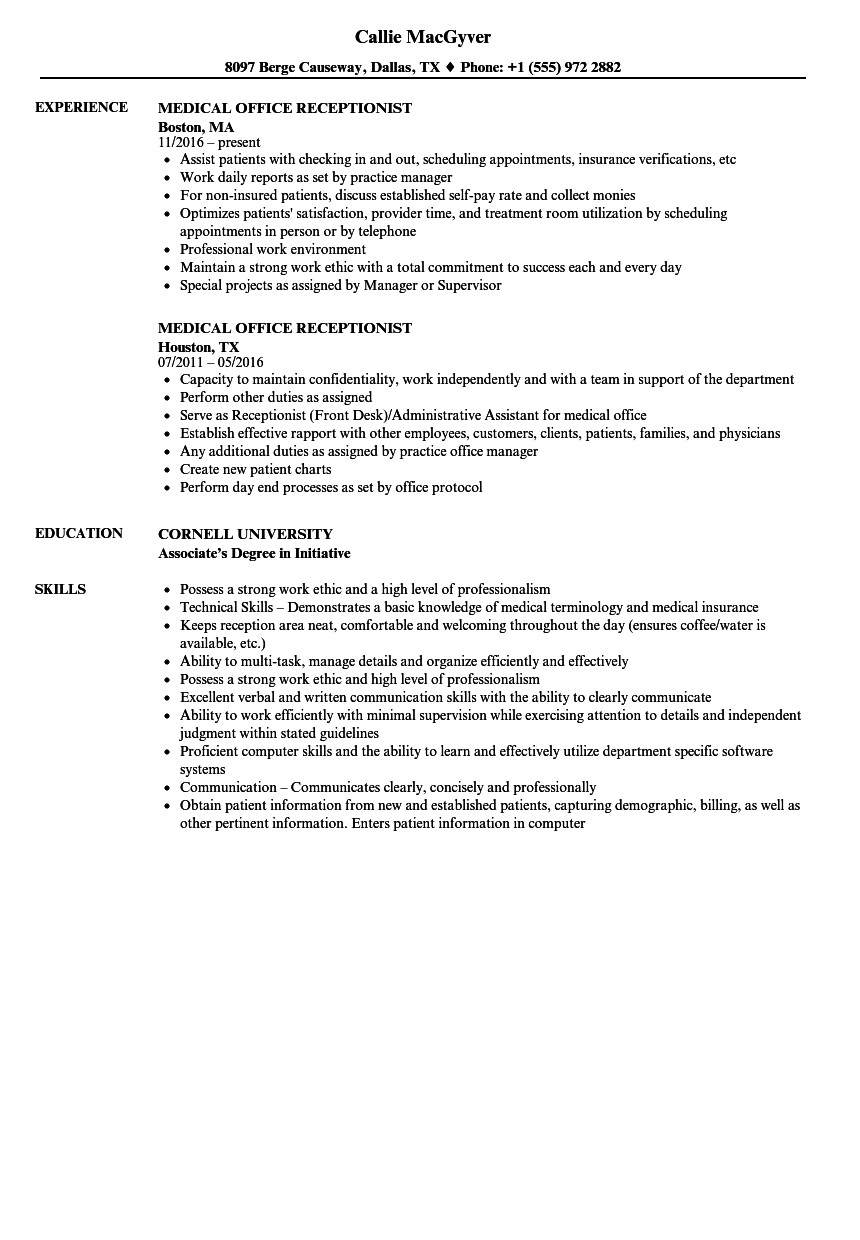 Sample Resume for Doctors Office Receptionist Medical Fice Receptionist Resume Samples Sample Resume for Doctors Office Receptionist Medical Fice Receptionist Resume Samples