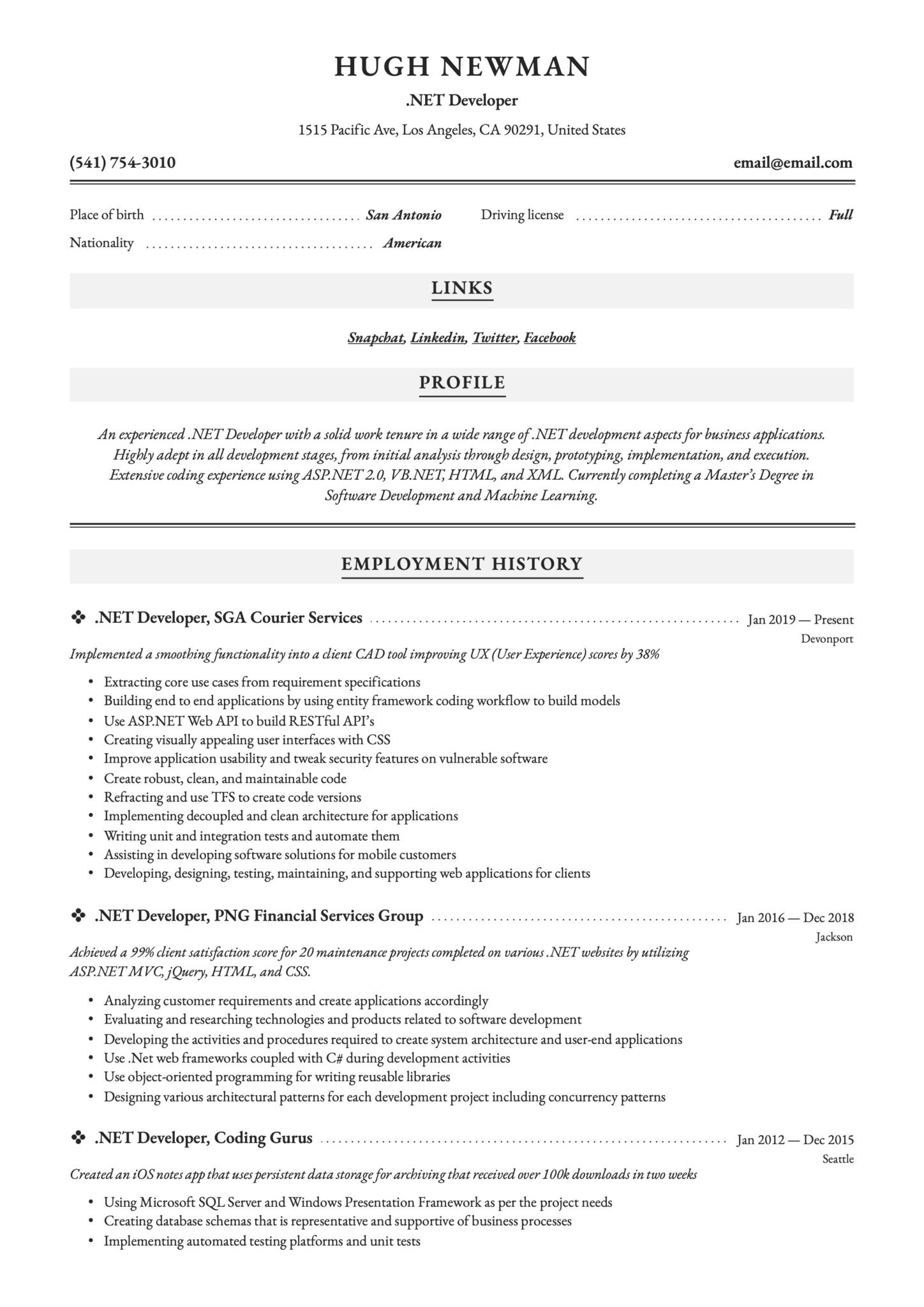Sample Resume for Dot Net Developer Experience 10 Years Net Developer Resume & Writing Guide