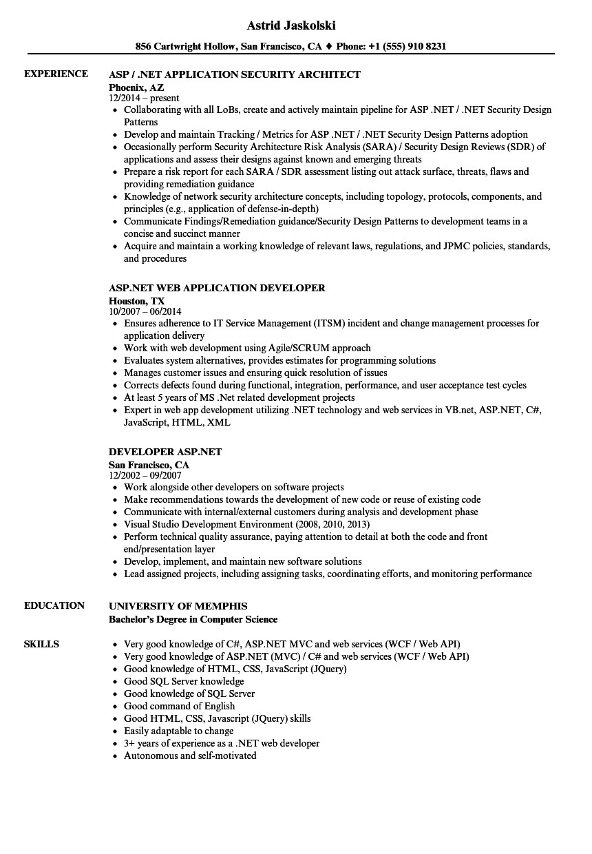 Sample Resume for Dot Net Developer Experience 5 Years Net Developer Resume for 5 Year Experience Amashusho