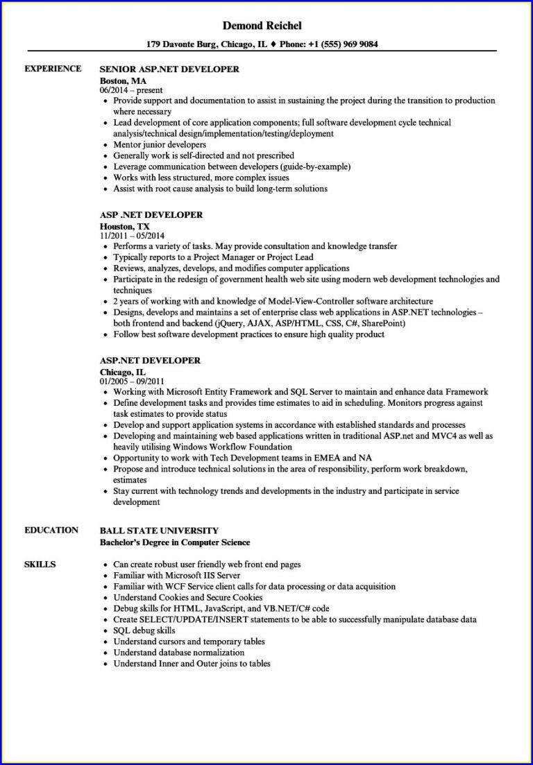 Sample Resume for Dot Net Developer Experience 5 Years Sample Resume for Dot Net Developer Experience 5 Years