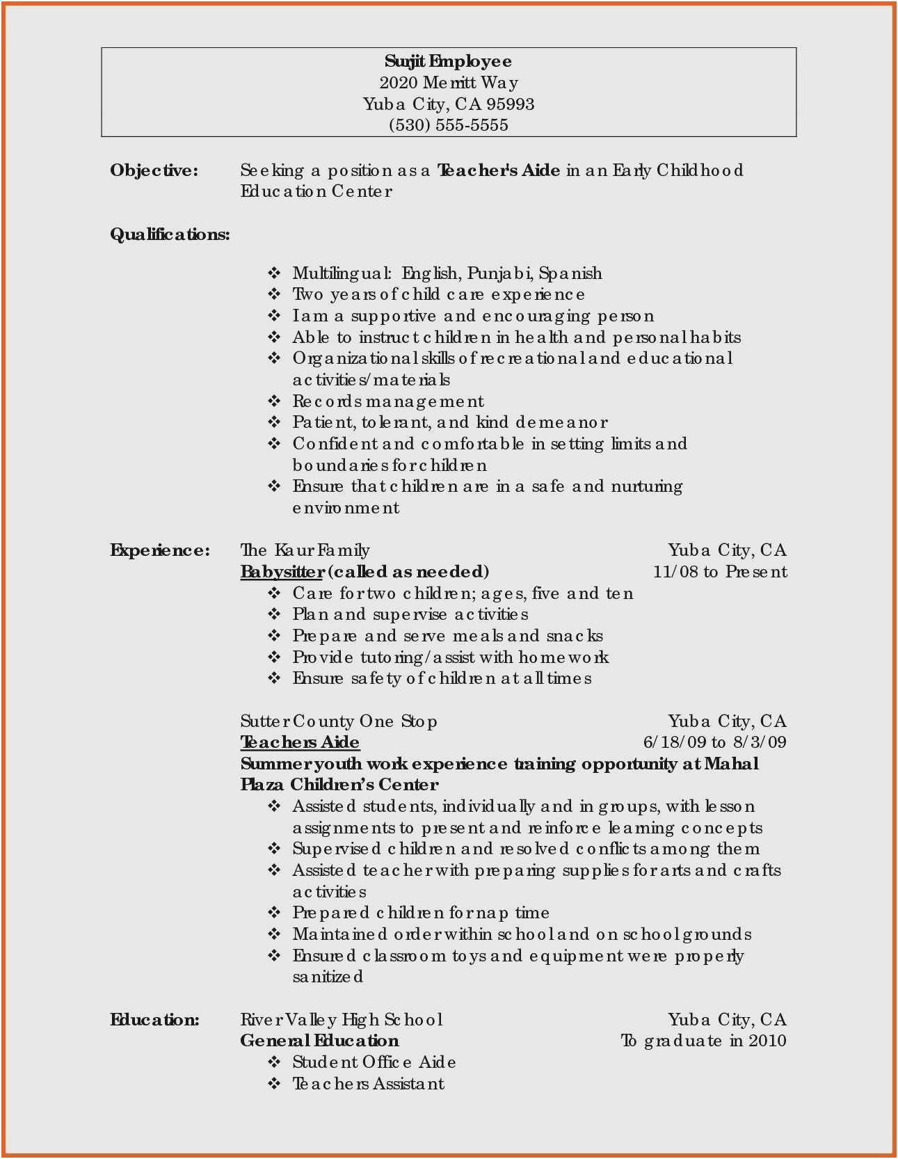 Sample Resume for Early Childhood Educator Job Free Download 58 Early Childhood Education Resume Examples
