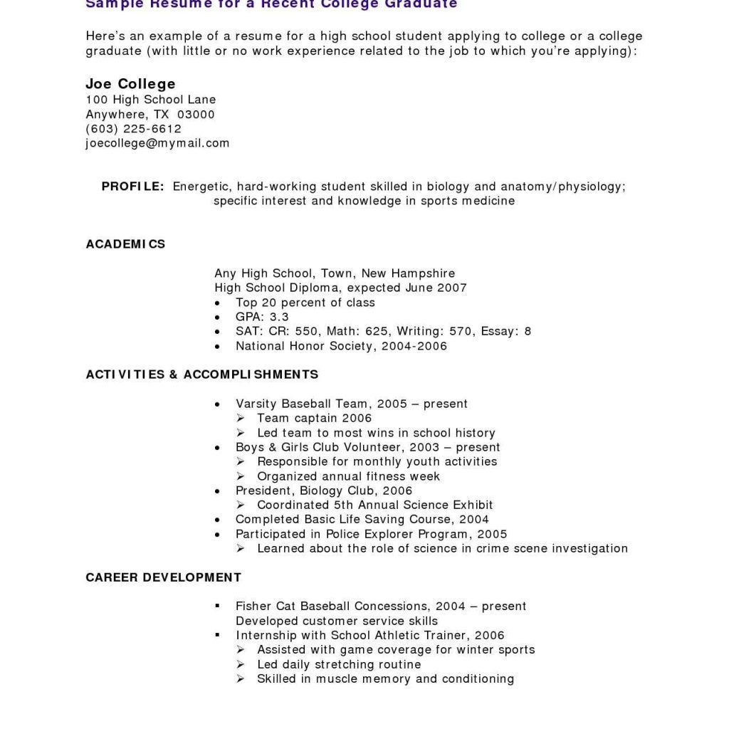 Sample Resume for Highschool Graduate with No Work Experience Free Resume Templates No Work Experience – Resume Examples In 2021 …
