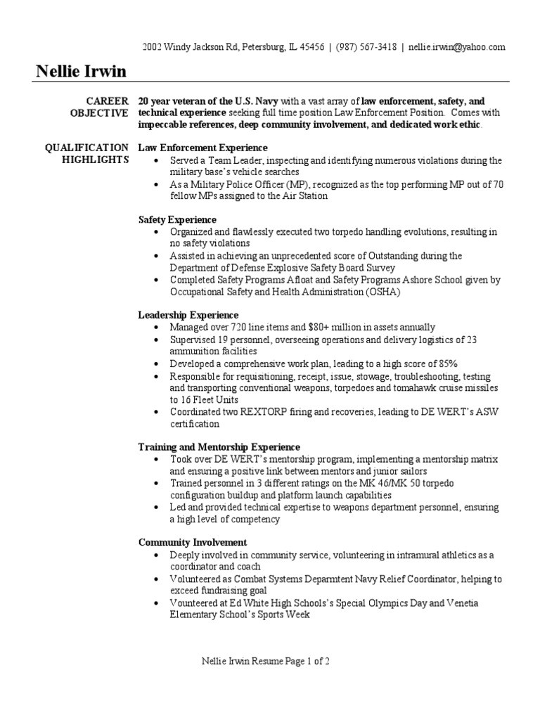 Sample Resume for Law Enforcement Position Military Police Officer Resume Sample Pdf Military Police …