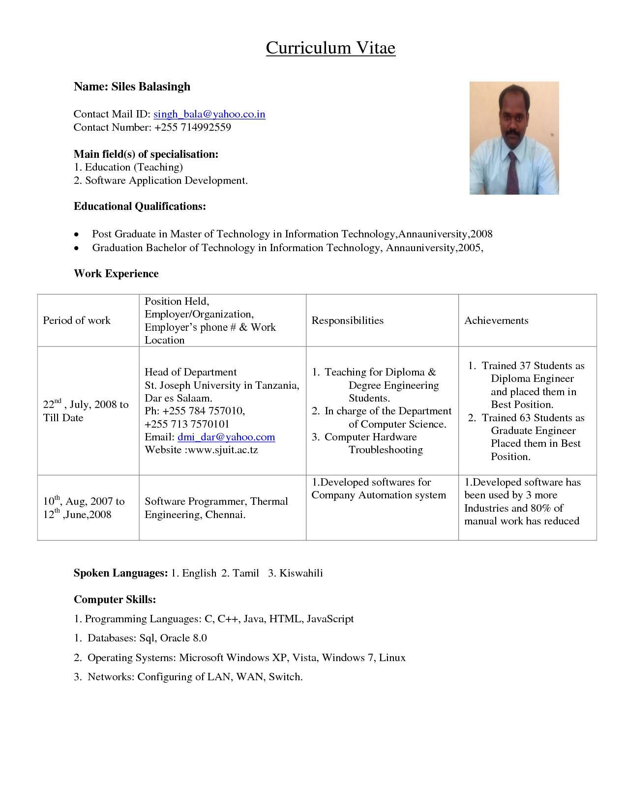 Sample Resume for Lecturer In Engineering College Resume format for Lecturer Job In Engineering College