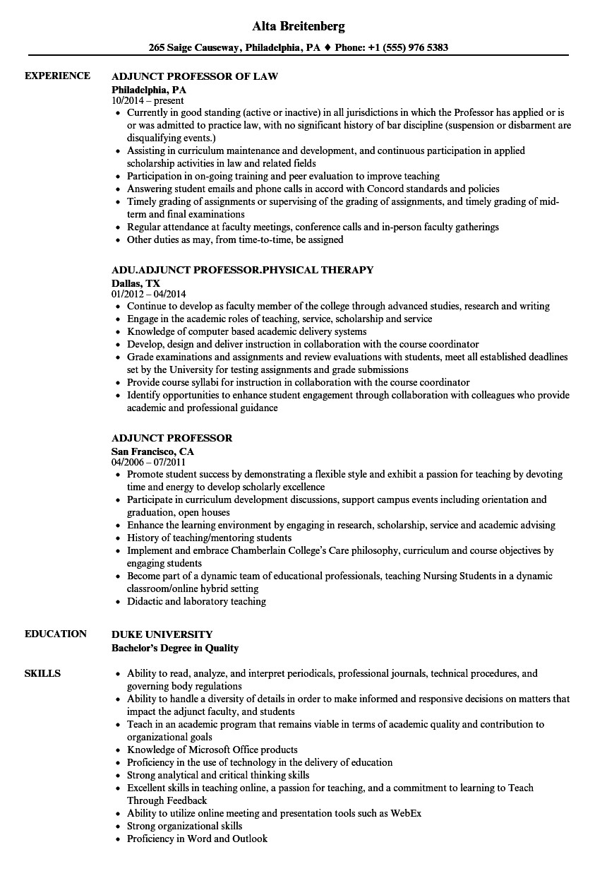 Sample Resume for Lecturer Position In University 14 Professor Resume Examples
