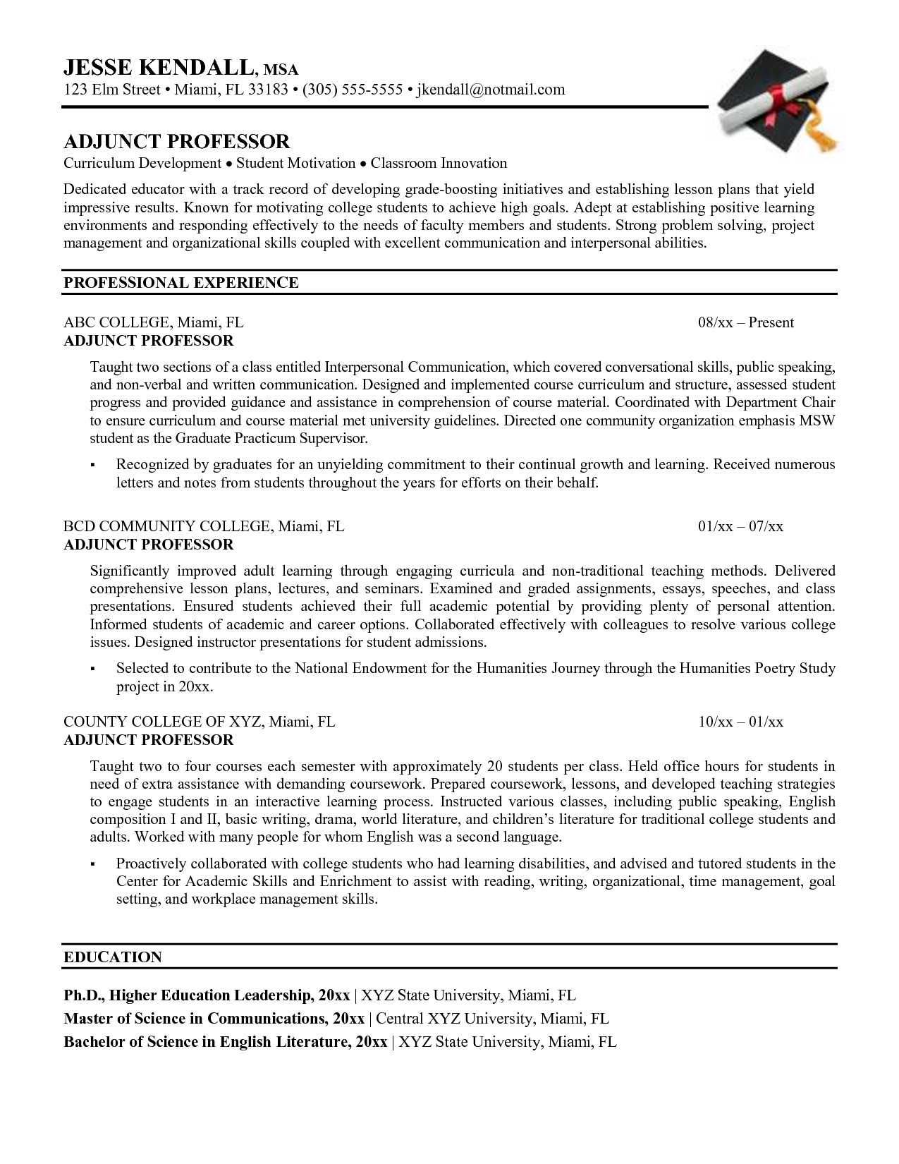 Sample Resume for Lecturer Position In University Resume Template University Professor College Professor