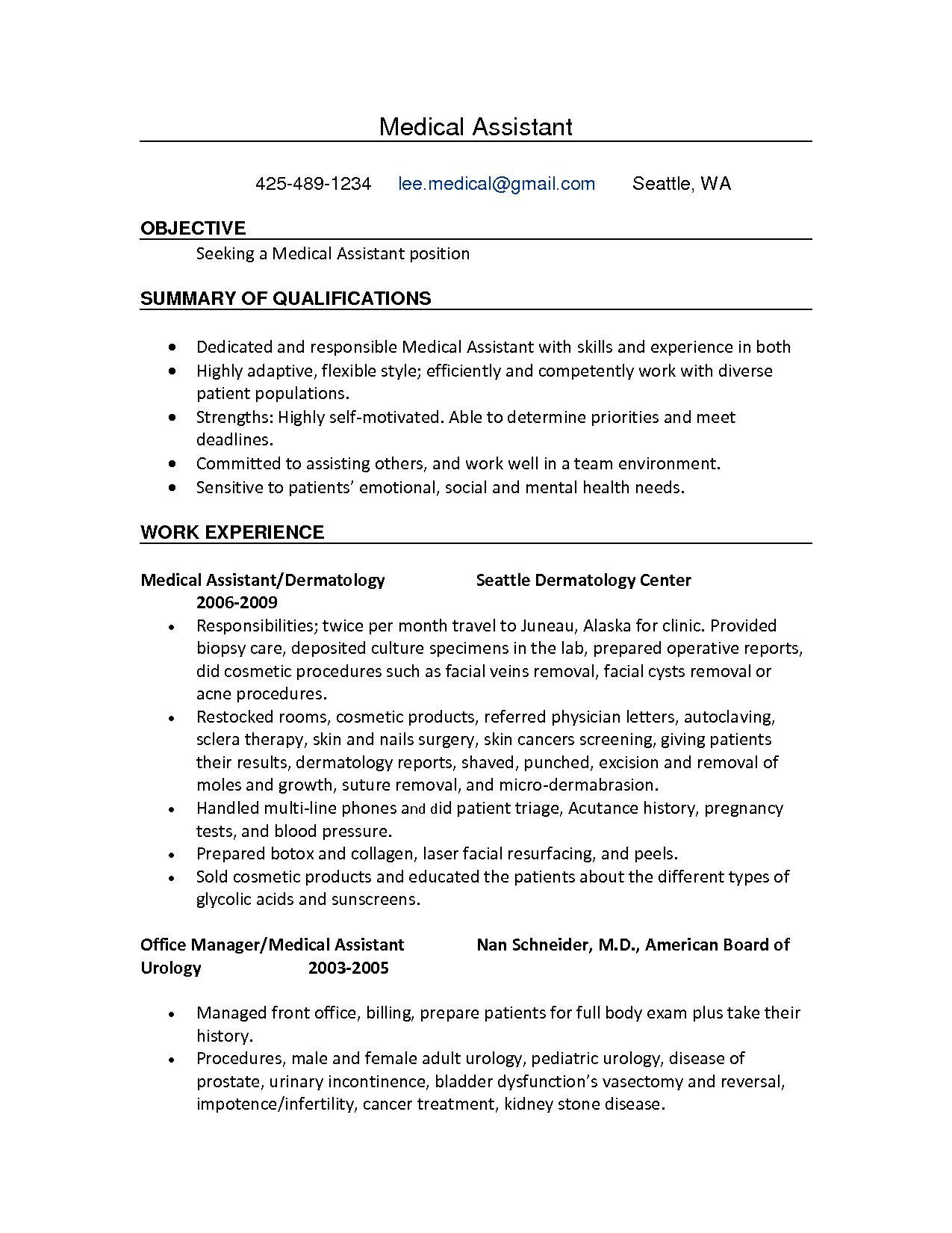 Sample Resume for Medical Receptionist with No Experience Medical Office assistant Resume with No Experience – Cerel