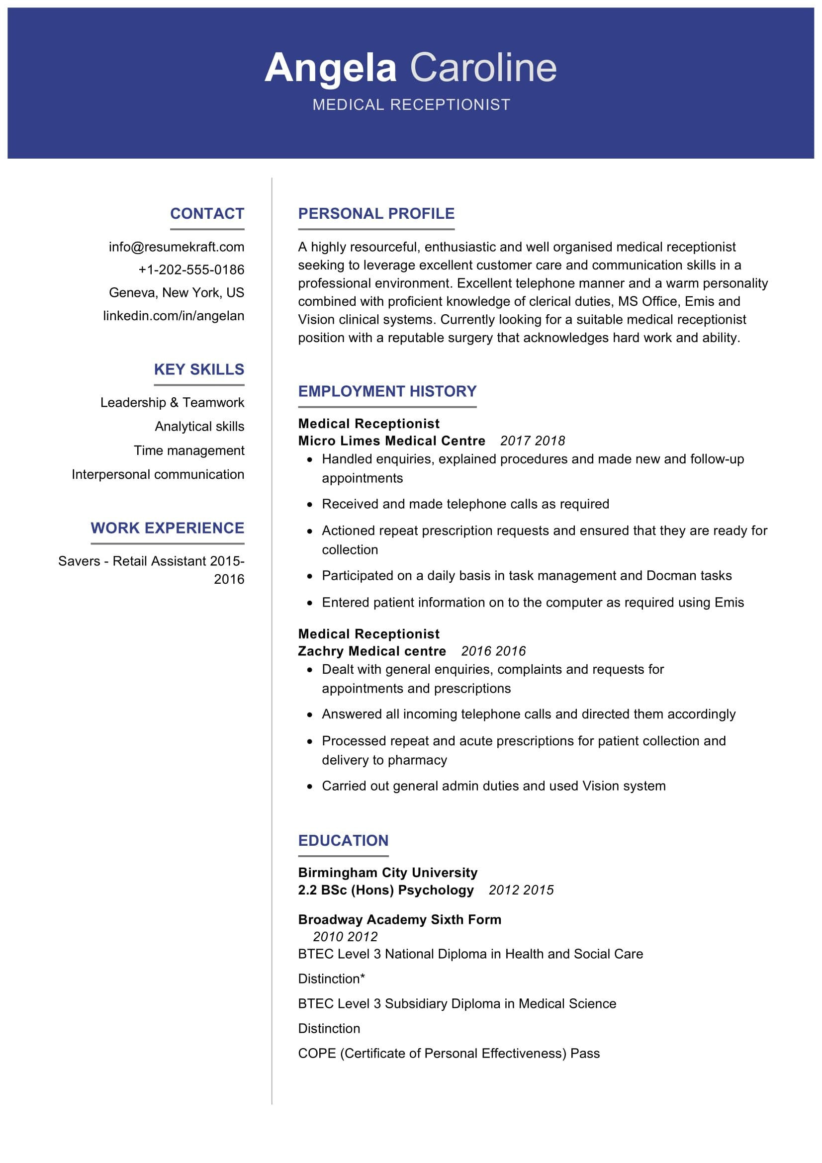 Sample Resume for Medical Receptionist with No Experience Medical Receptionist Resume Sample 2021 Writing Tips – Resumekraft