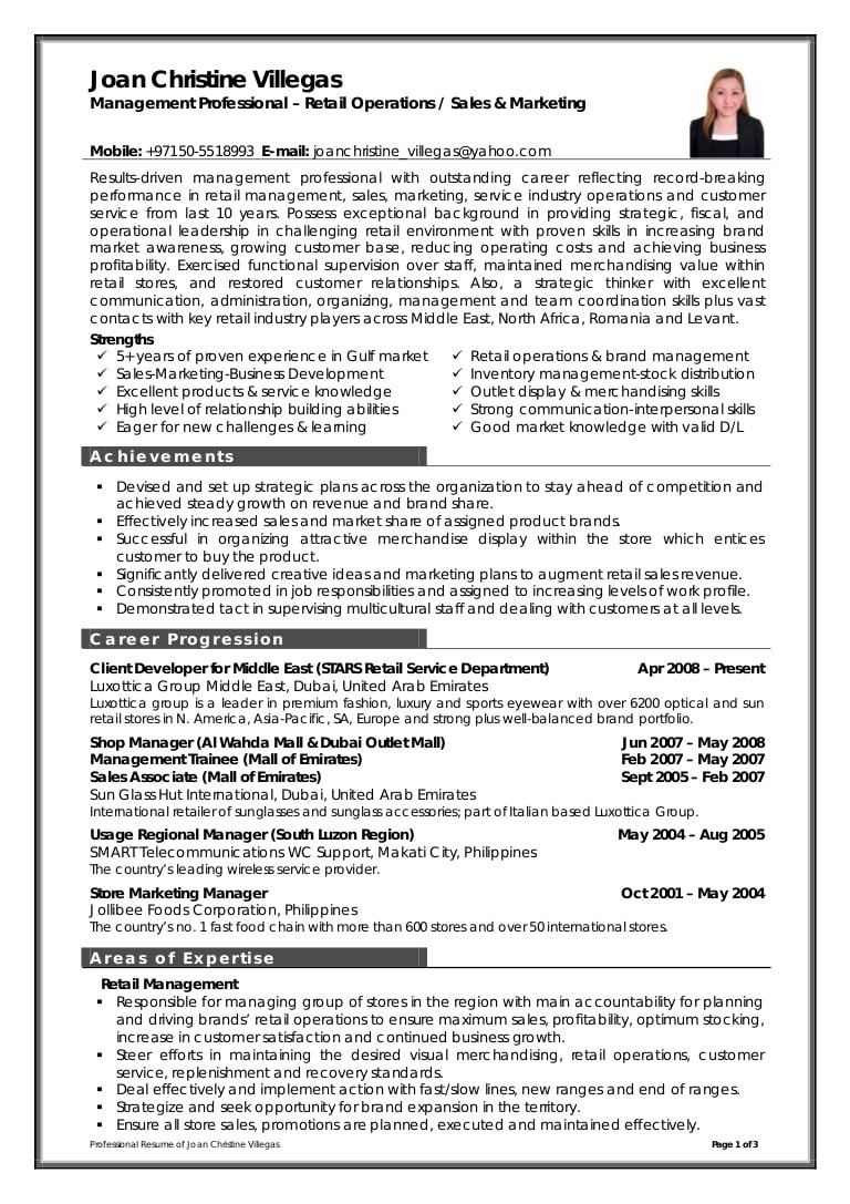 Sample Resume for Retail Operations Manager Jcav Resume