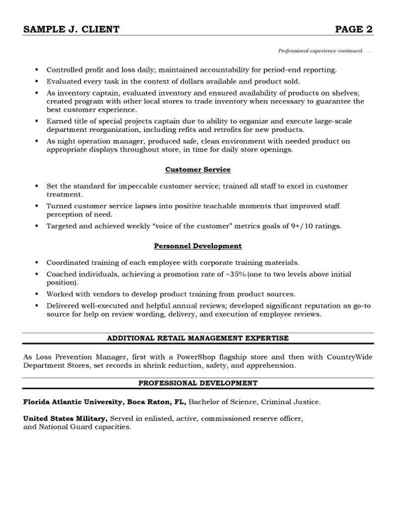 Sample Resume for Retail Operations Manager Resume for Retail Department Manager Position