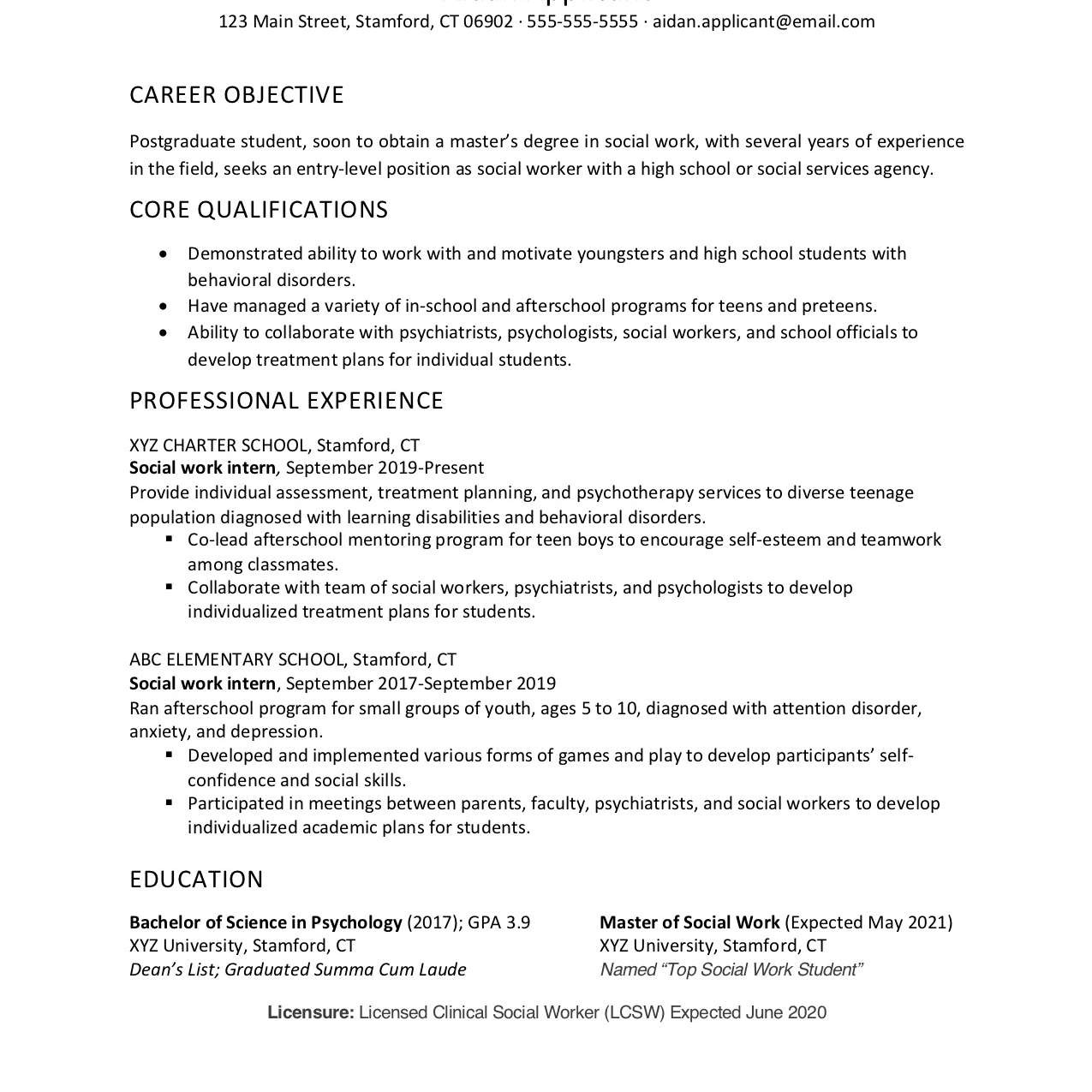 Sample Resume for social Worker Intern social Worker Cover Letter and Resume Sample