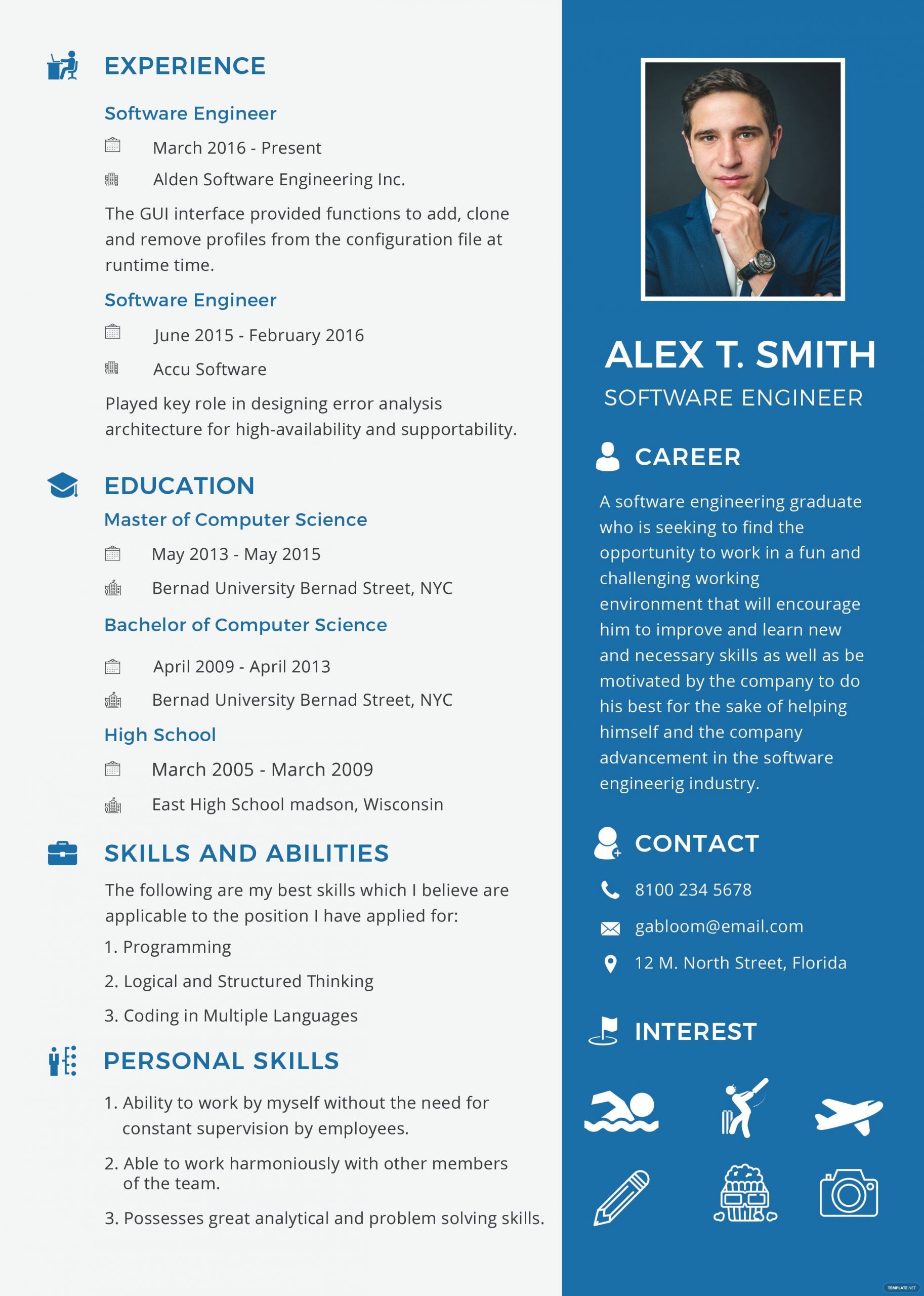 Sample Resume for software Engineer Fresher Pdf Free Resume and Cv for software Engineer Fresher Template In Psd …