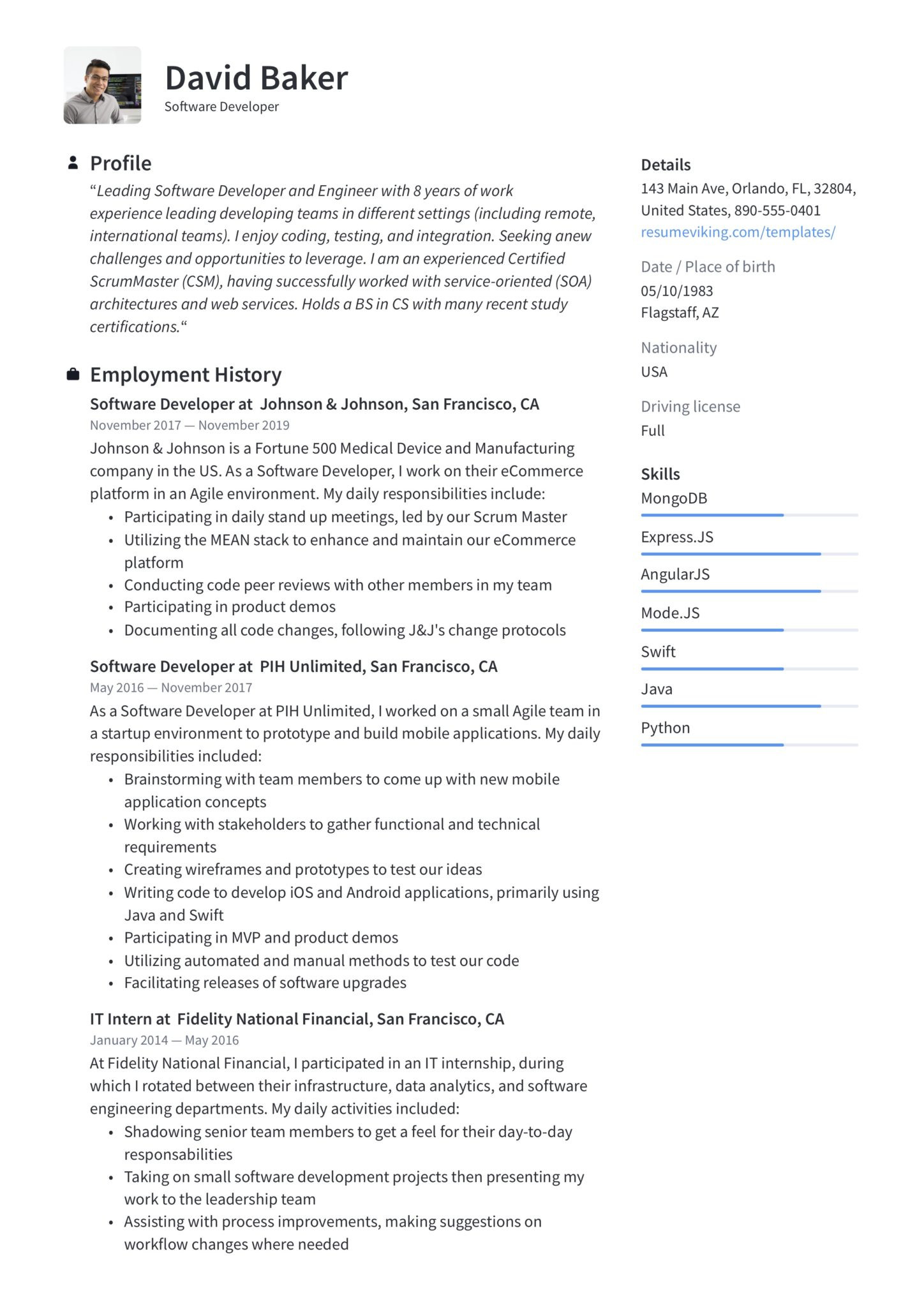 Sample Resume for software Engineer Fresher Pdf Guide: software Developer Resume  19 Examples Word & Pdf 2020