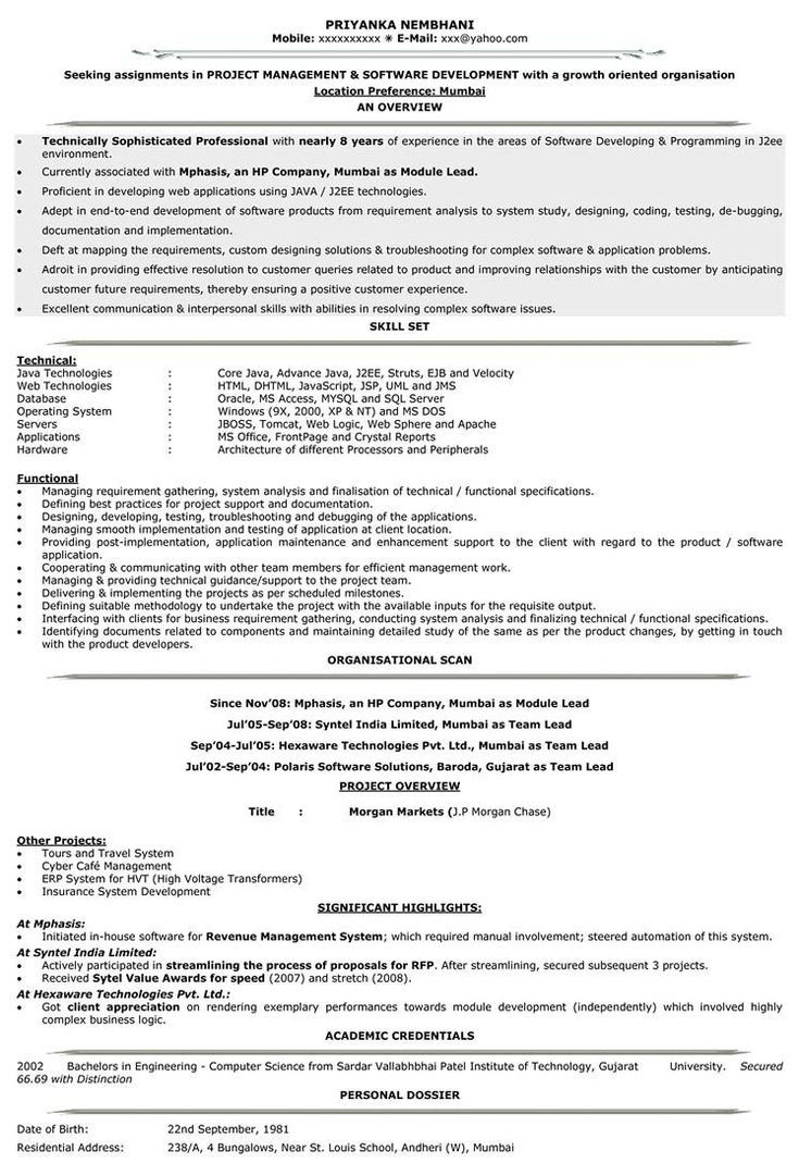 Sample Resume for software Engineer with 5 Years Experience Resume format for 5 Years Experience In Testing Resume