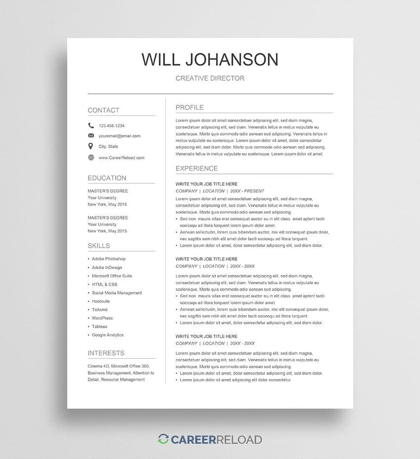 Sample Resume In Doc format Free Download Google Docs Resume Templates – Resume Templates for Google Docs