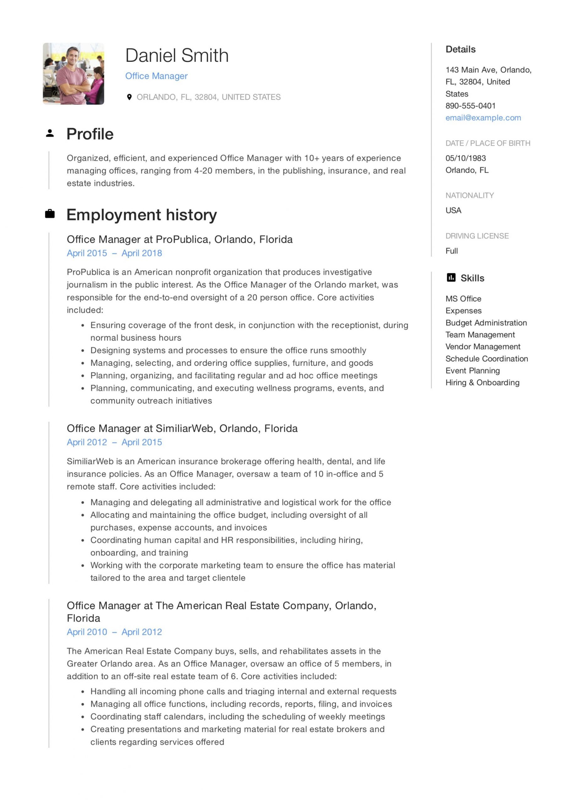 Sample Resume with Onsite Work Experience Office Manager Resume & Guide 12 Samples Pdf 2020