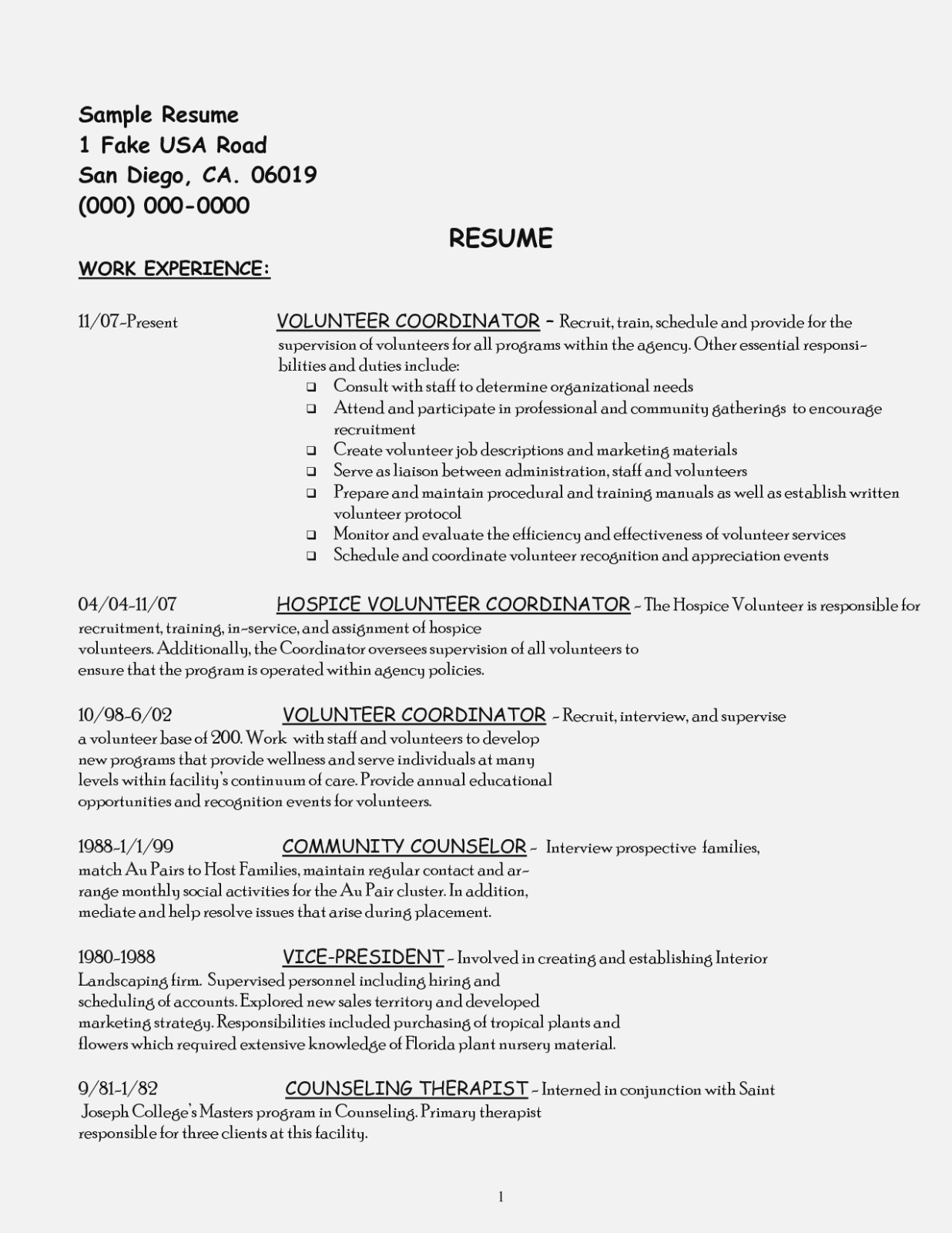 Sample Resume with Volunteer Work Included Resume Volunteer Work Sample – Good Resume Examples