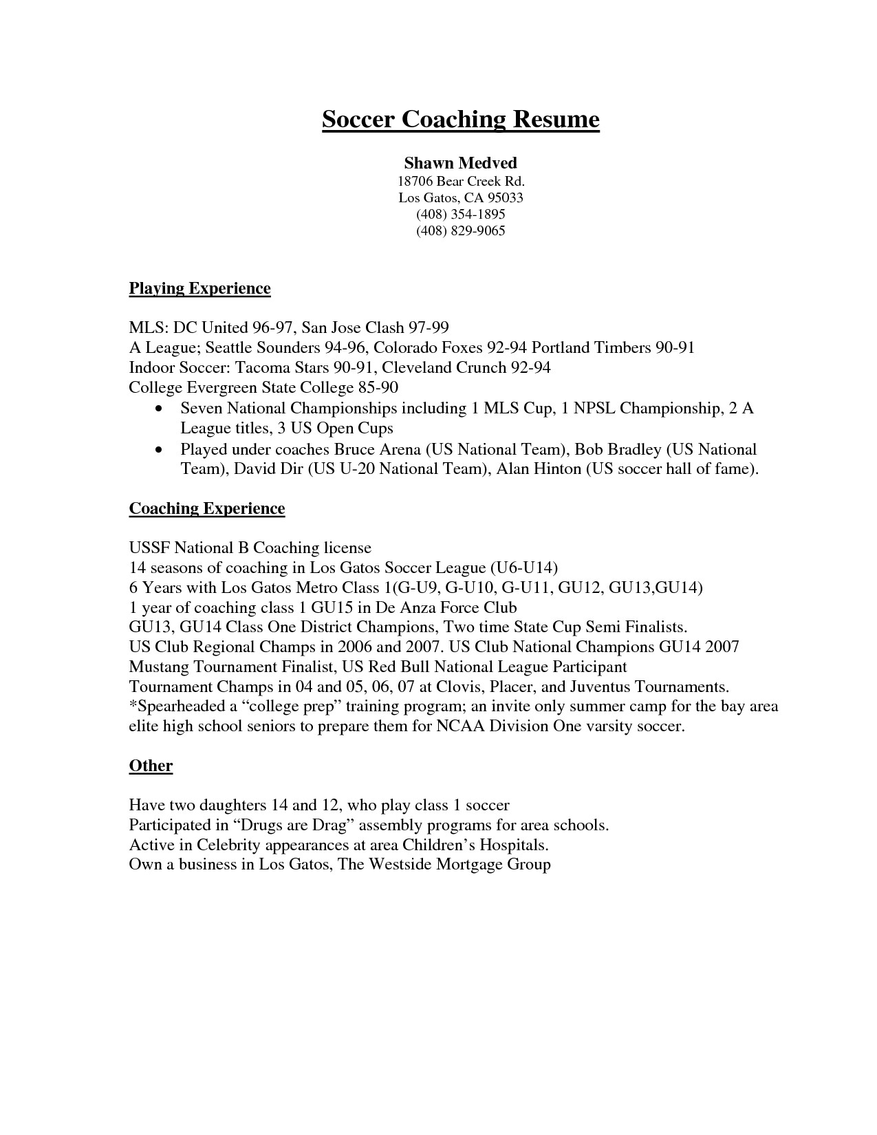 Sample soccer Resume for College Coaches Arsenal soccer Schools Coaching Jobs