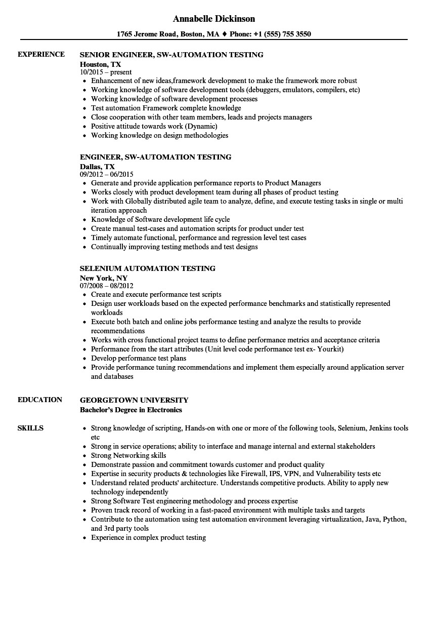 Sample Testing Resumes for Manual Testing 30 Manual Testing Resume Sample for 5 Years Experience or