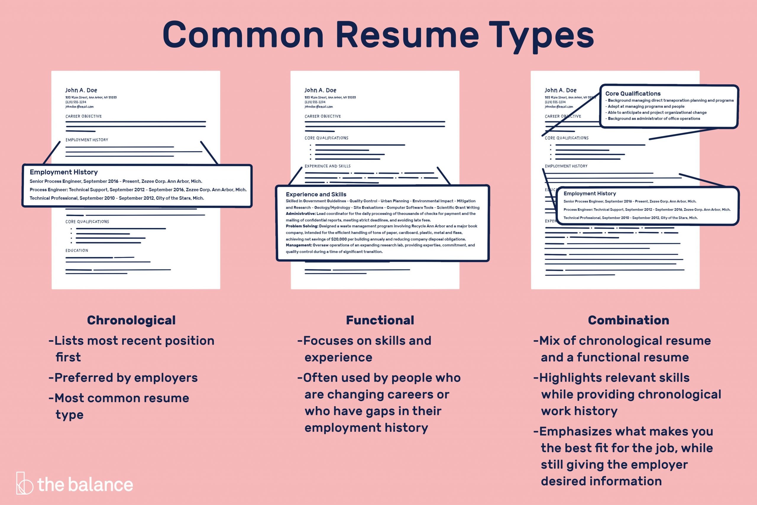 Samples Of Different Styles Of Resumes Different Resume Types