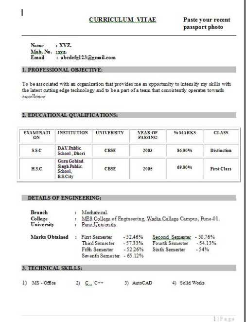 B Tech Ece Fresher Resume Sample Download Resume for Freshers B Tech Mechanical Easy Breezy