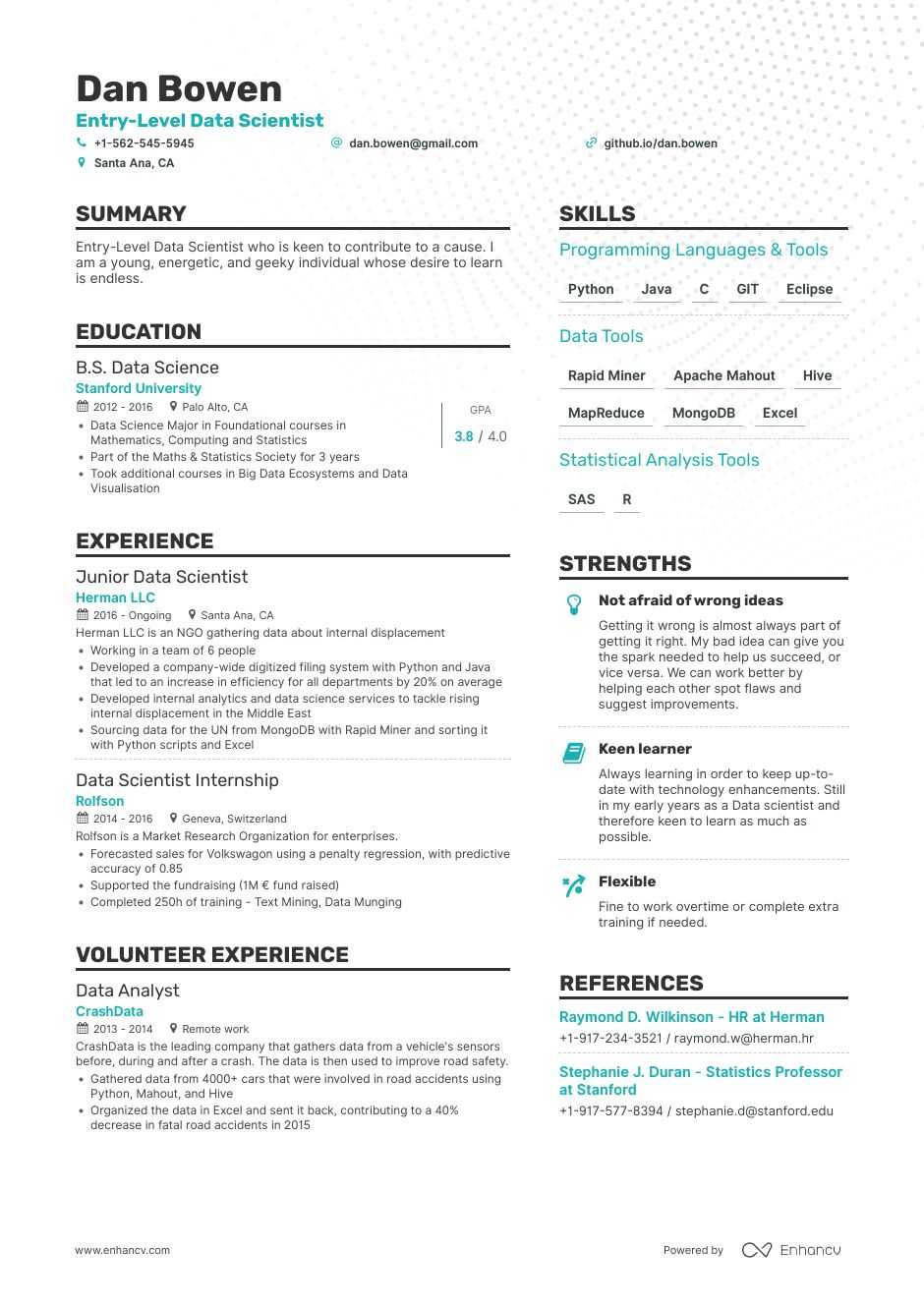 Data Science Resume Sample Entry Level Data Scientist Resume Samples – A Step by Step Guide for 2021 …