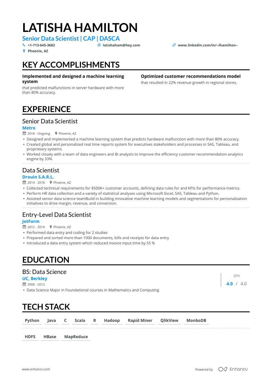 Data Science Resume Sample Entry Level Data Scientist Resume Samples – A Step by Step Guide for 2021 …