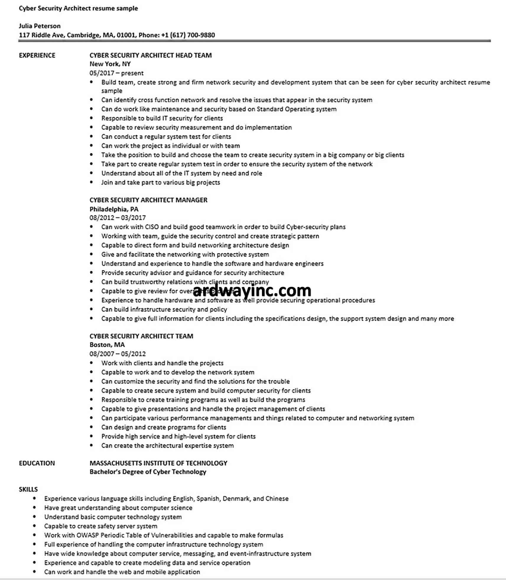 Entry Level Cyber Security Resume Sample Cyber Security Resume Sample – Good Resume Examples