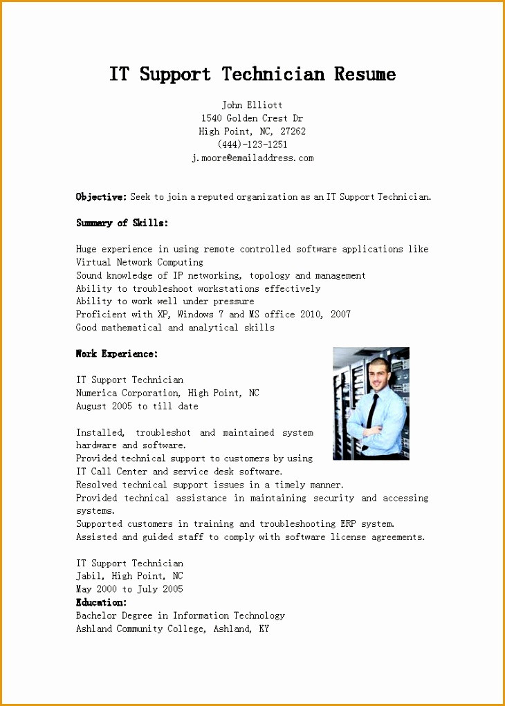 Entry Level It Support Resume Sample 7 Entry Level Resume Template Free Free Samples