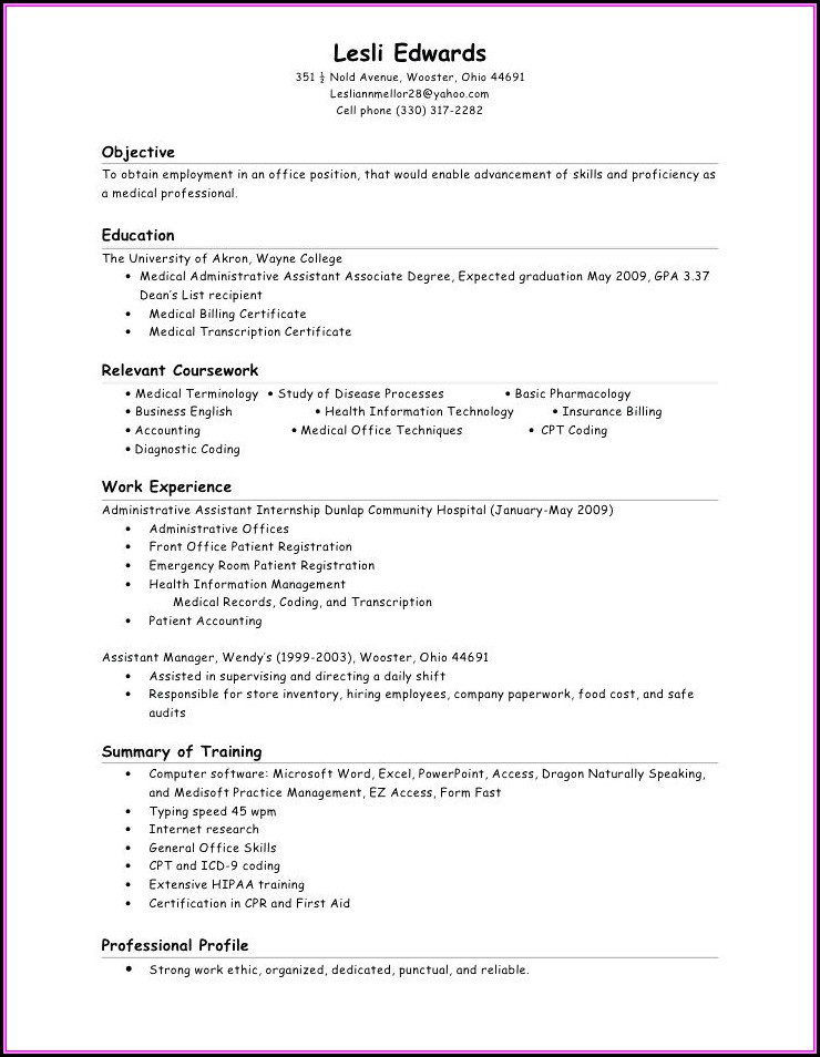 Entry Level Medical Coding Resume Sample Resume for Entry Level Medical Billing and Coding Resume