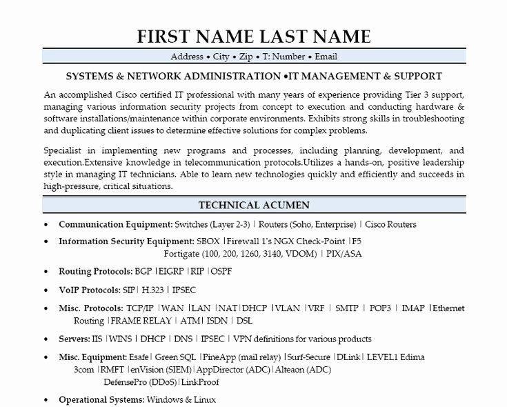 Entry Level Network Administrator Resume Sample Entry Level Network Administrator Resume New 9 Best Best