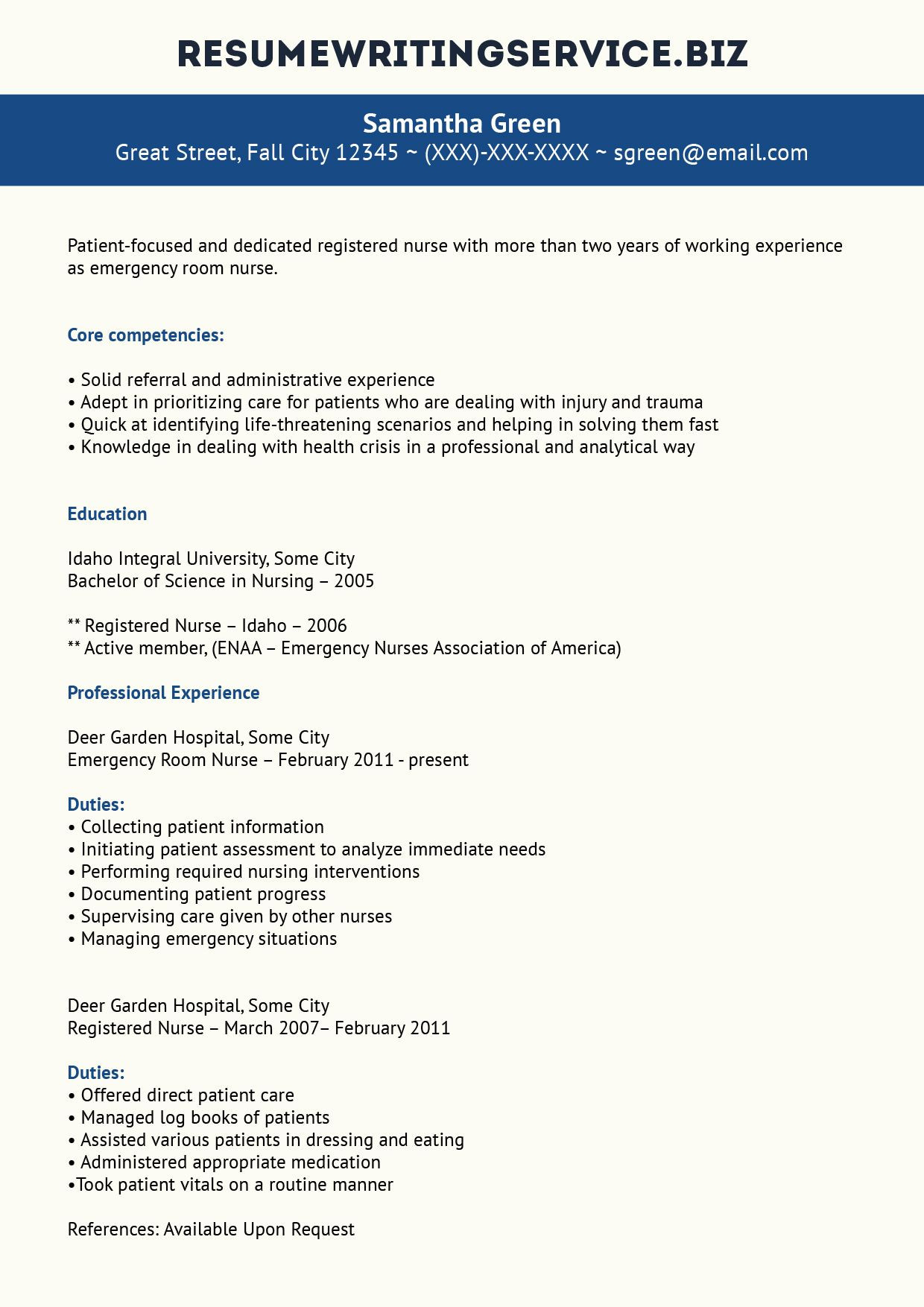 Er Nurse Job Description Resume Sample Professional Er Nurse Resume Example Nursing Resume, Emergency …