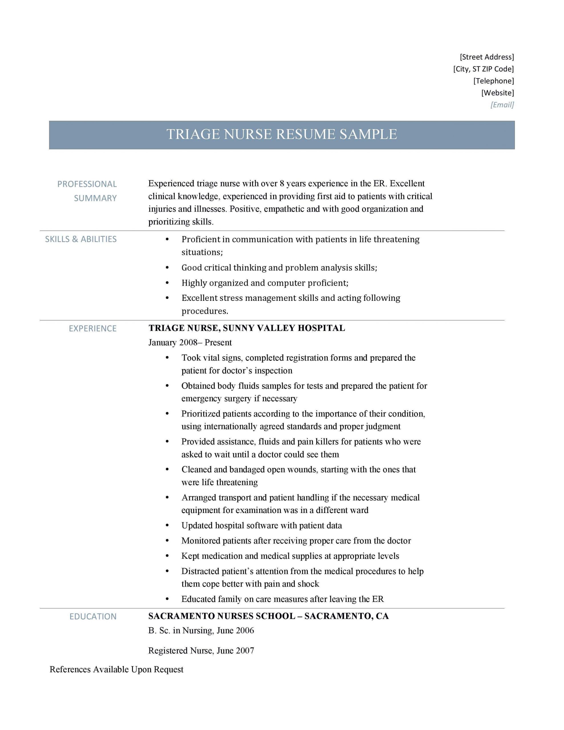 Er Nurse Job Description Resume Sample Resume Job Description for Registered Nurse