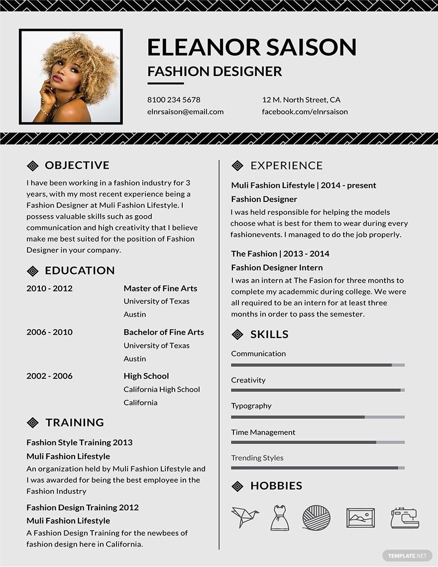 Fashion Designer Resume Samples for Freshers assistant Fashion Designer Resume Template – Illustrator, Indesign …
