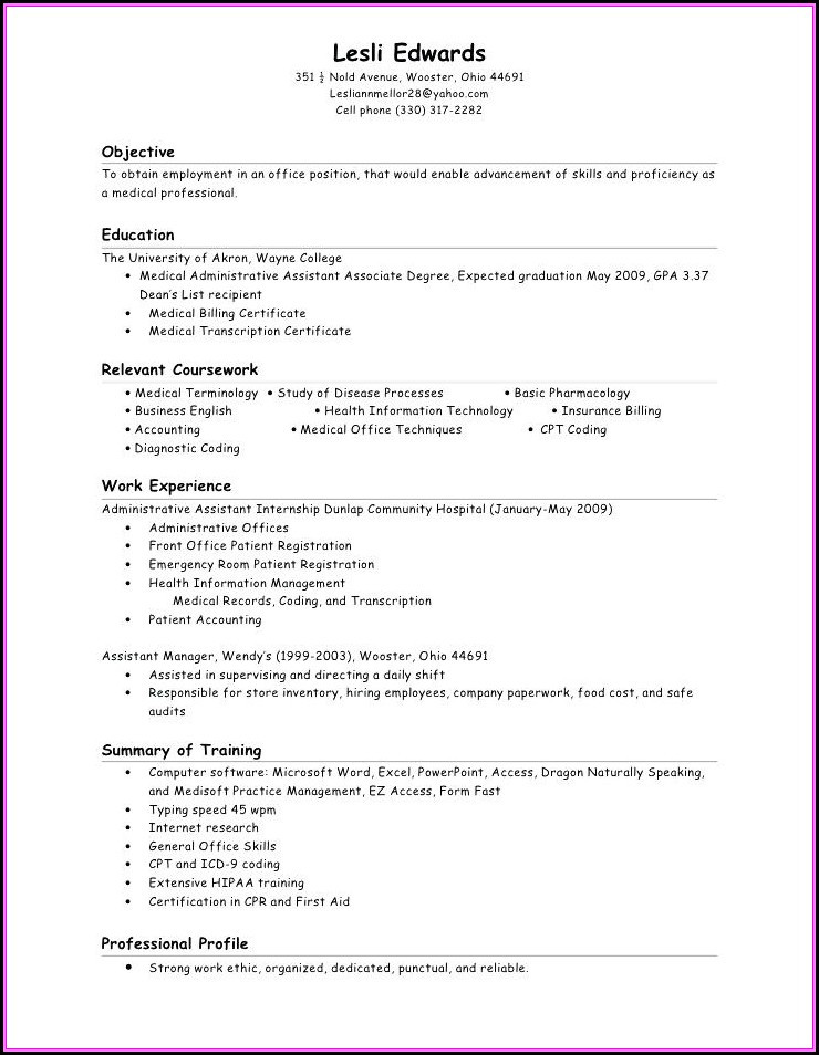Medical Billing Coding Resume Sample Entry Level Resume for Entry Level Medical Billing and Coding Resume