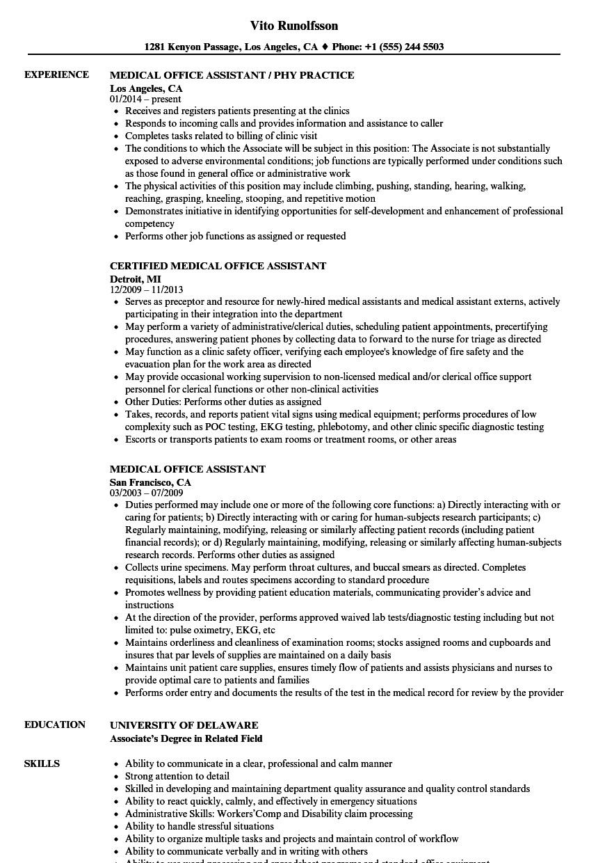 Medical Office Administrative assistant Resume Sample Medical Fice assistant Job Description Resume