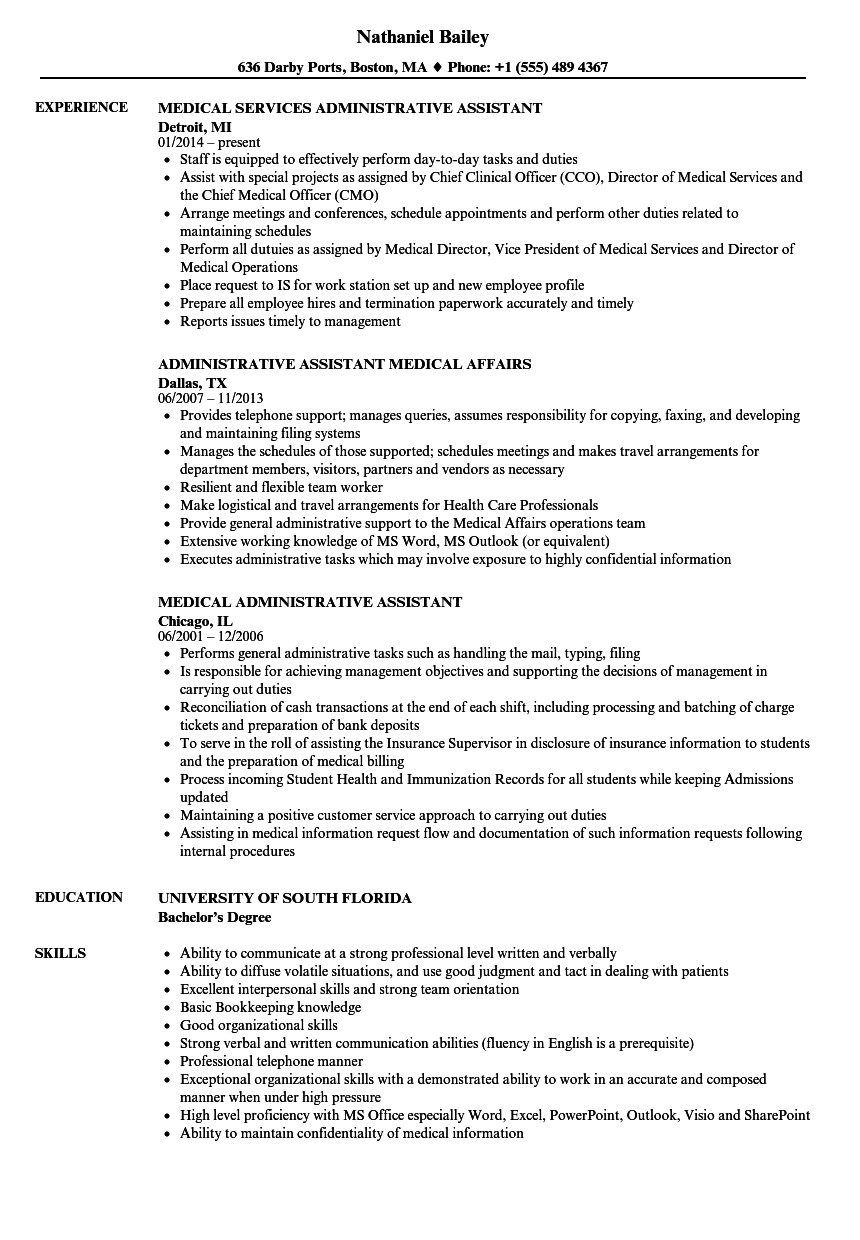 Medical Office Administrative assistant Resume Sample Resume Templates for Medical Administrative assistant