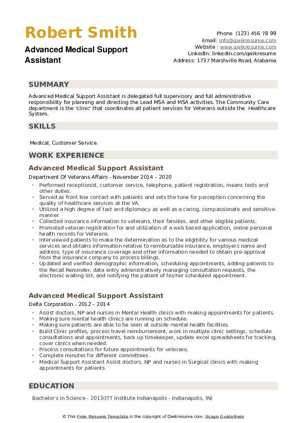 Medical Support assistant Federal Resume Sample Advanced Medical Support assistant Resume Samples Medical Support assistant Federal Resume Sample Advanced Medical Support assistant Resume Samples