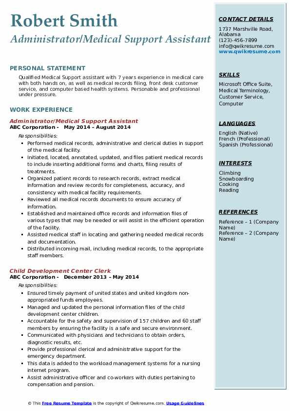 Medical Support assistant Federal Resume Sample Medical Support assistant Resume Samples Medical Support assistant Federal Resume Sample Medical Support assistant Resume Samples