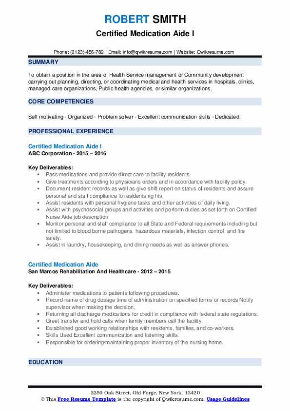 Medication Aide Resume Sample Entry Level Certified Medication Aide Resume Samples