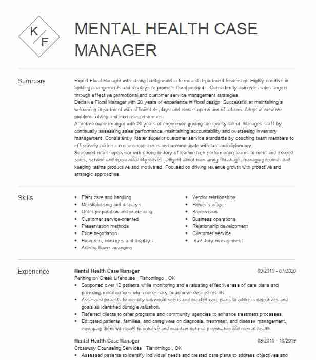 Mental Health Case Manager Resume Sample Mental Health Case Manager Resume Example Pany Name