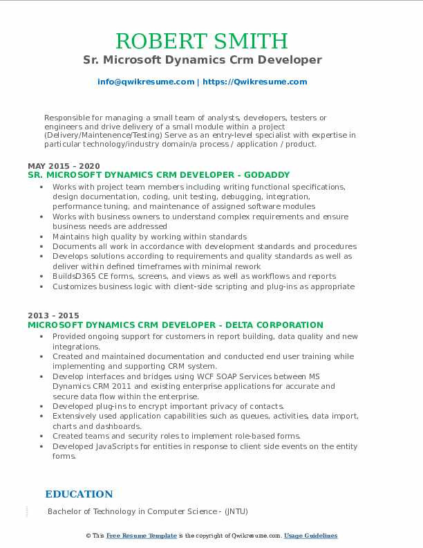 Microsoft Dynamics Crm Developer Sample Resume Microsoft Dynamics Crm Developer Resume Samples