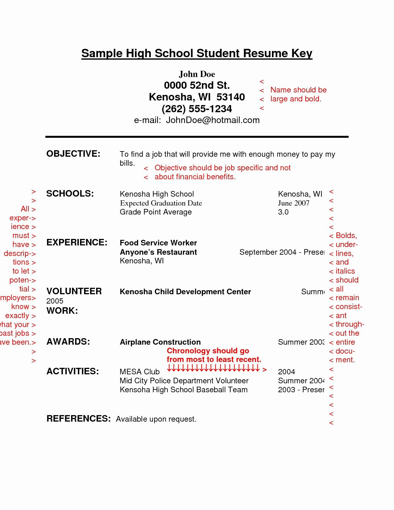 Resume Objective Sample for High School Graduate Resume Examples High School Student – Resume Examples High …